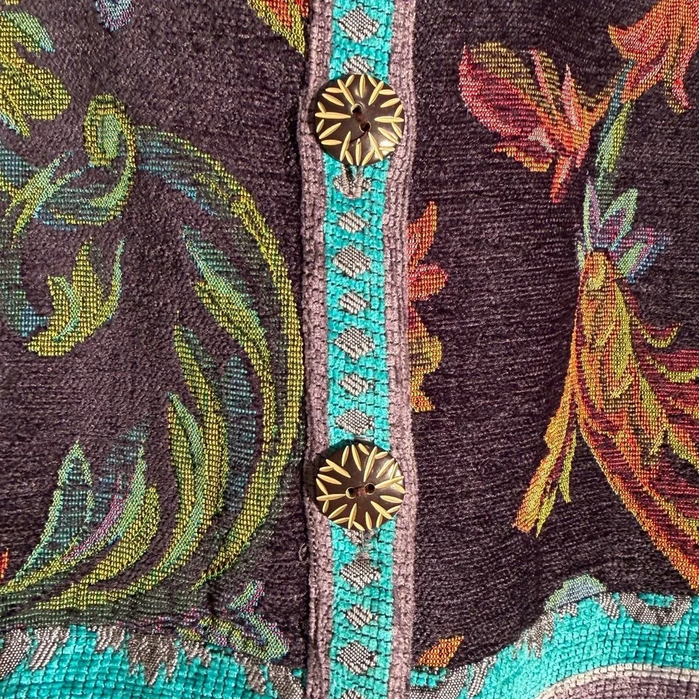 Vtg Sag Harbor Tapestry Women's 8 Southwestern‎ Baroque Knit Coat Concho Buttons